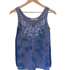 Miss Me Girls Diamond Studded Blue Sleeveless Tank Top Large Back Detail
